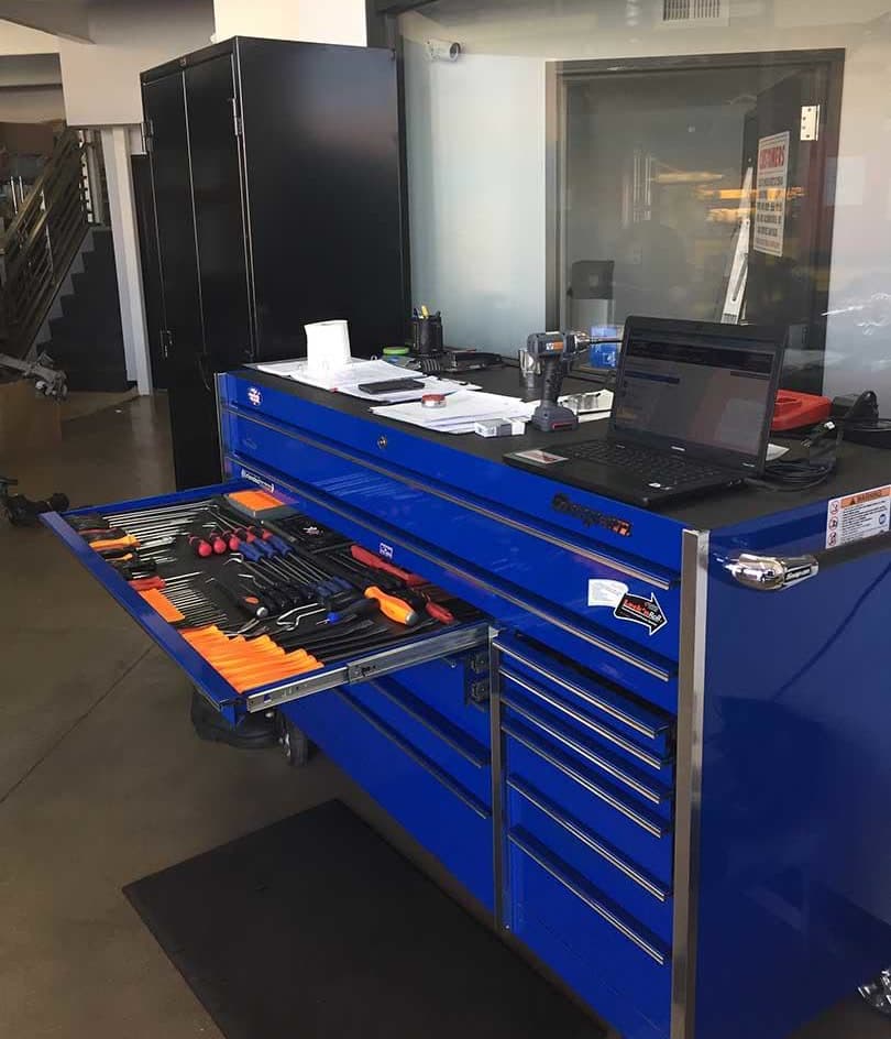 Diagnostic equipment and tools at the service bench at Exotic Motorwerks in Scottsdale